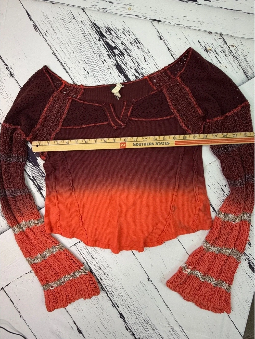 Free People Boho Close To Me Ombré Pullover Berry Red Colorway Women Medium